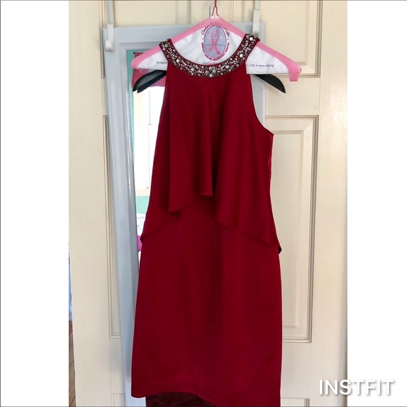 Decode 1.8 Beaded Cocktail Dress Sz 0 Wine Red💃🏻 - Picture 3 of 5
